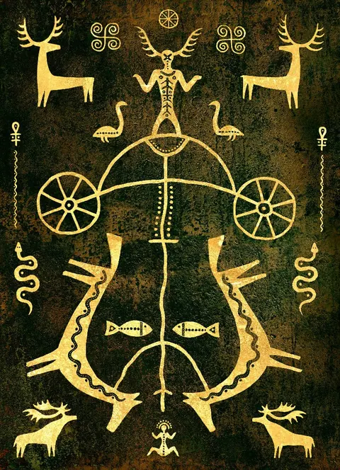 Коло- В сторону Рогатого Бога...Кернунн или Цернунн (лат. Cernunnos, букв. «рогатый» — художественная фотография Вячеслава Ларионова (серия «Петроглифы», 2013 г.)
